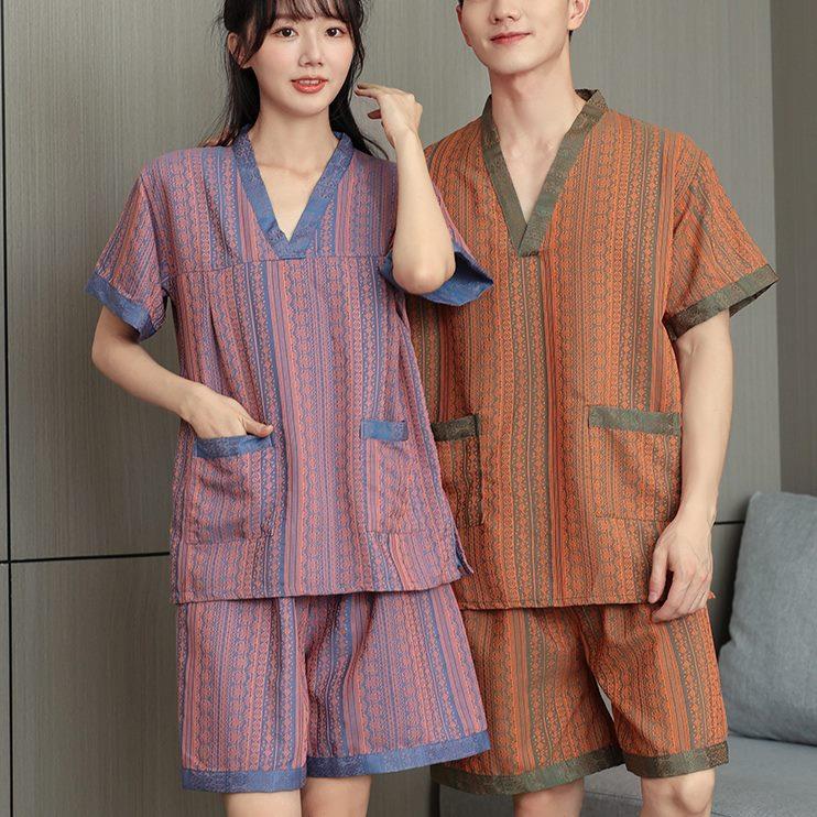 采耳情侣款竹男大码足按摩 疗汗蒸服女家居睡衣浴衣芈洗浴