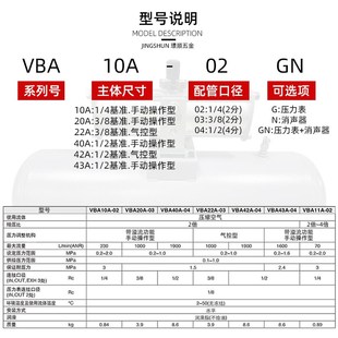 40A 43A空气气体气压加压 42A 増压阀缸泵VBA10A 20A