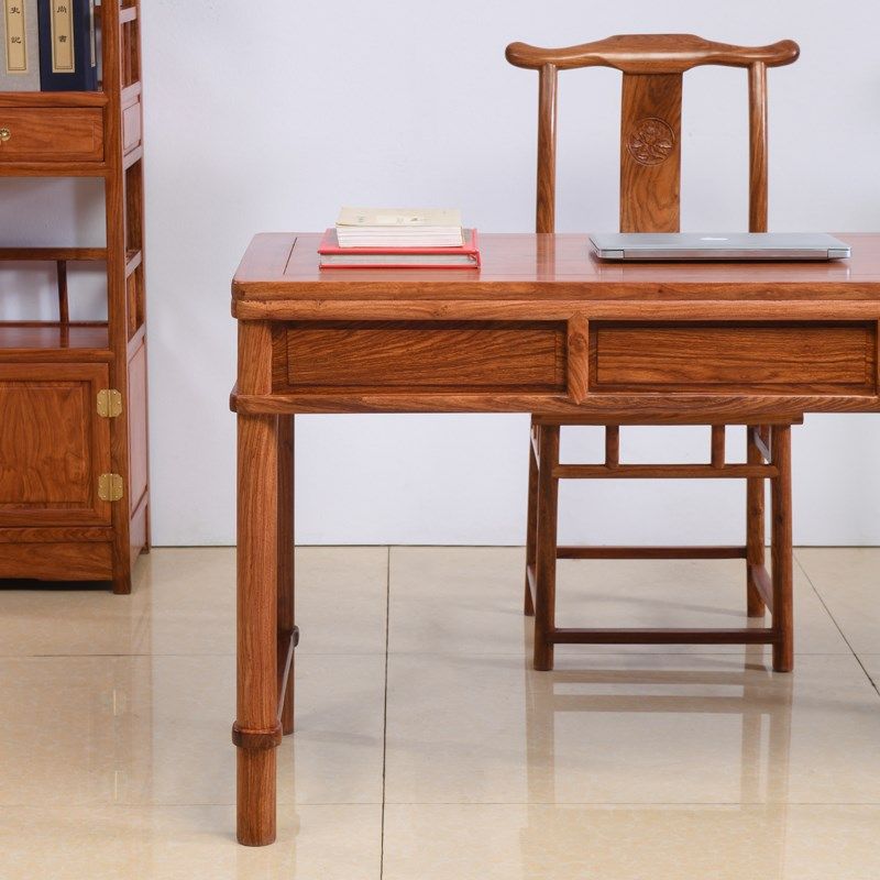 贡艺名居刺猬紫檀中式简约书桌红木家具写字台实木办公桌电脑桌