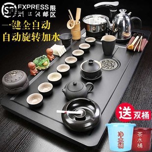 功夫茶客厅海家用茶盘办公一体整套全自动烧水壶茶台紫砂茶具套装