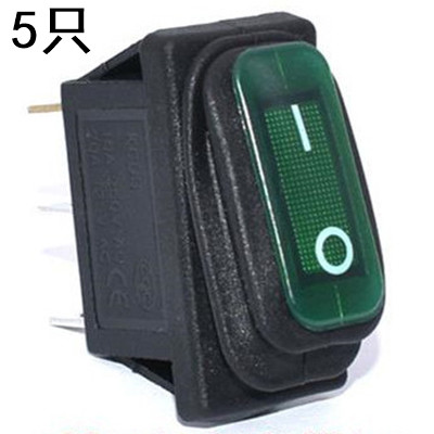 防水电源翘板按钮船型开关KCD1 3 4 6脚方圆形两三档带灯船形开关