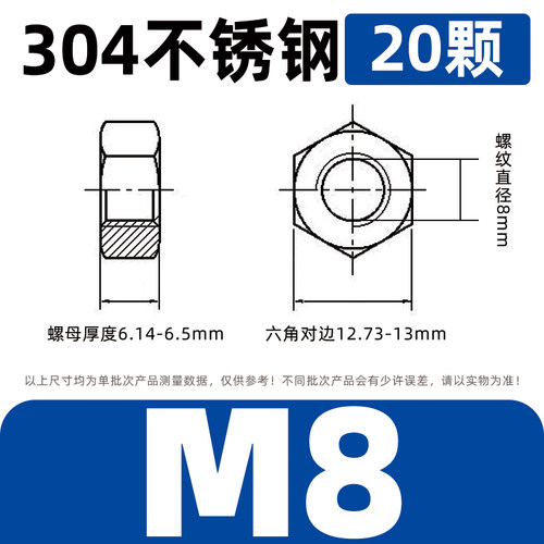 304/316/201不锈钢螺母螺帽外六角螺丝帽 M1234568M10M12M14-M36