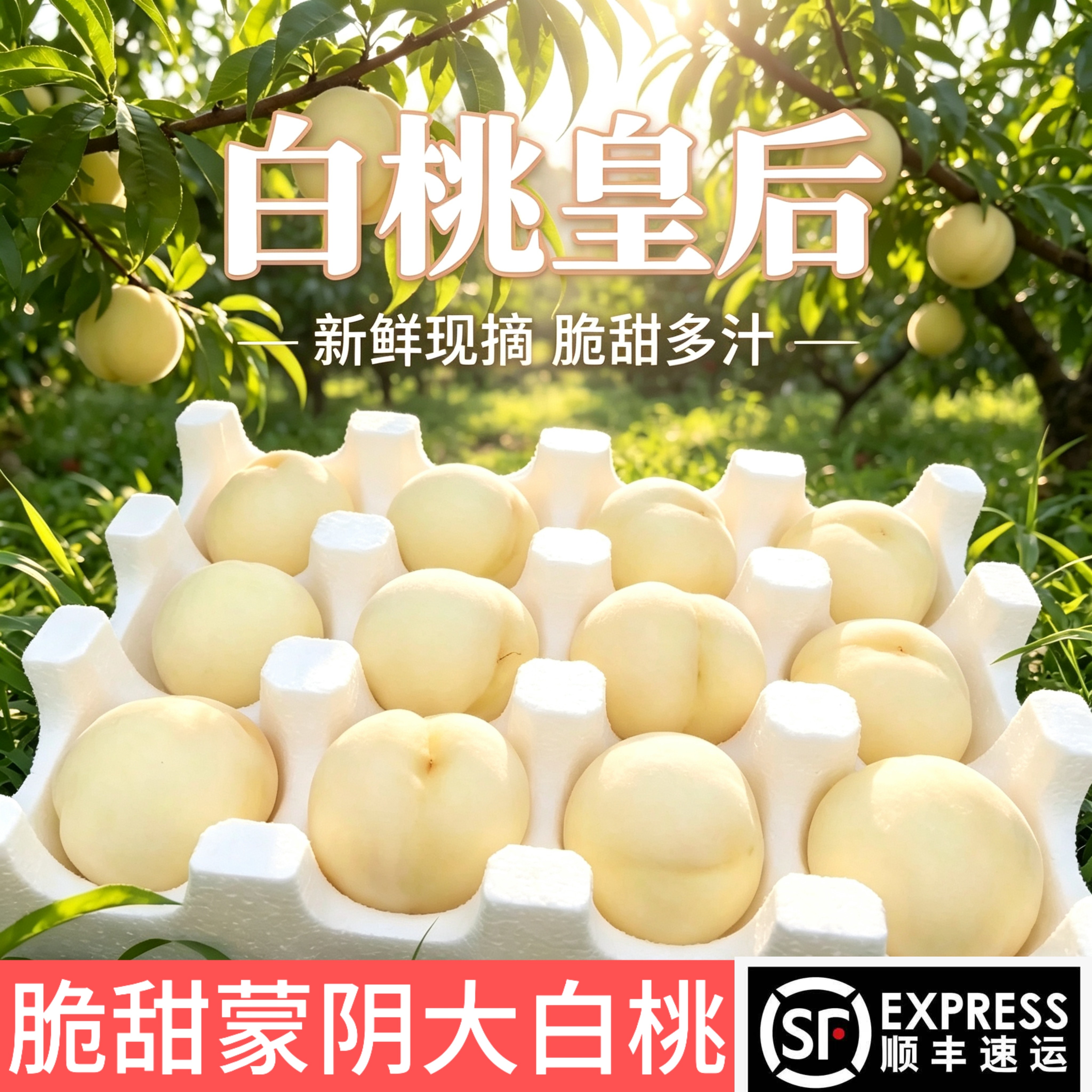 蒙阴奶油大白桃旗舰店顺丰当季水蜜桃脆甜桃白毛桃现摘果园直发
