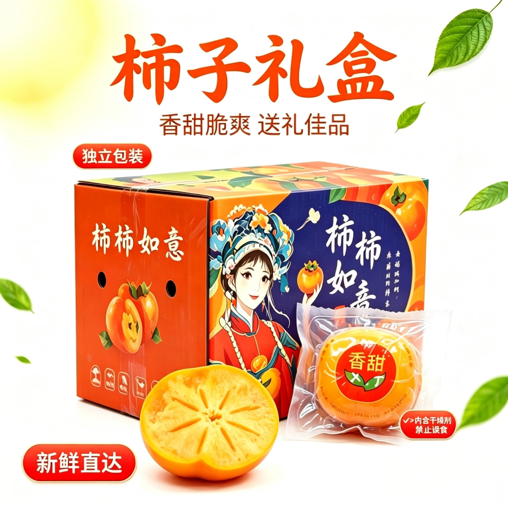 正宗广西脆柿子新鲜水果 巧克力甜脆硬柿子 削皮即食果园现摘直发