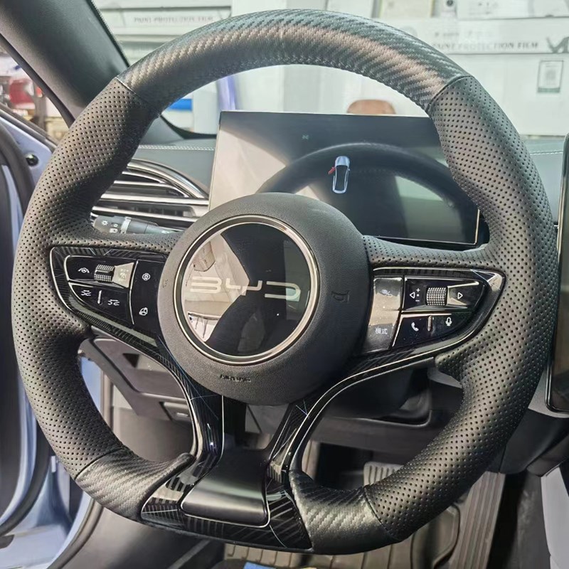 22-23款比亚k迪海豹方向盘套真皮海豹专车专用把套手缝全包款