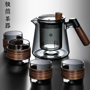 侧把玻璃壶耐高h温单壶茶水分离泡茶壶泡沏茶电陶炉煮茶器家用套
