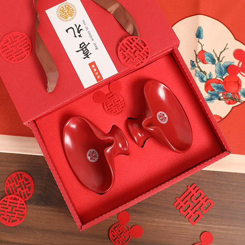 结婚洗漱杯套装情侣漱口杯一对红色杯子新婚N女方娘家陪嫁婚庆套