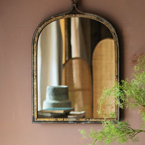 新款铁艺复古做旧装饰化q妆镜挂饰梳妆台不规则镜子浴室穿衣镜试