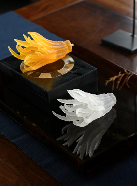 新中式现代磨砂水琉璃玉玺镇纸摆件样板房间博古架书房佛手装饰品