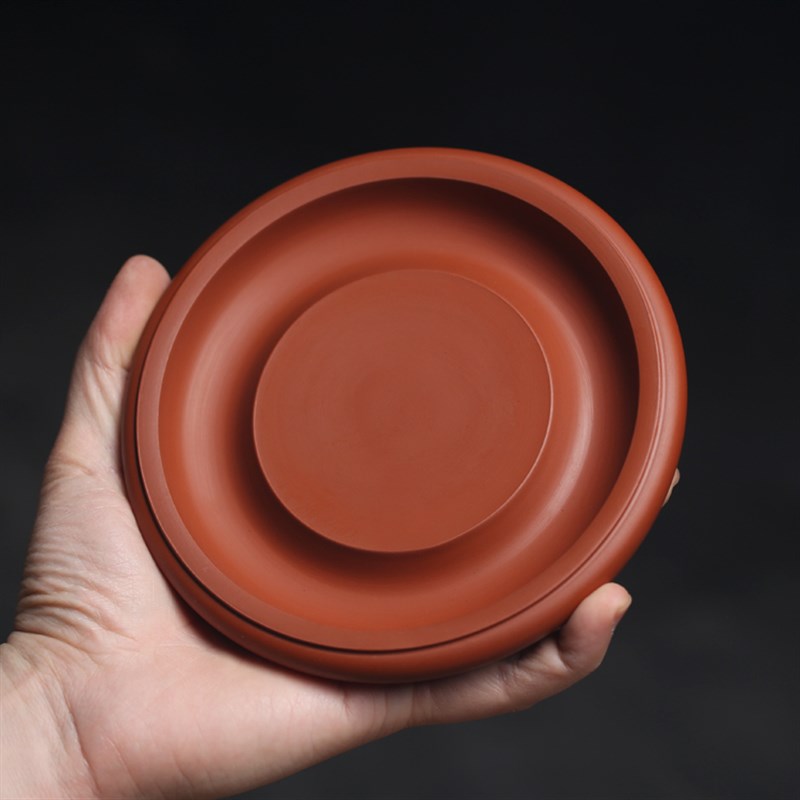 纯手工潮州原矿朱泥壶垫壶承章林浩手拉厚重圆形隔热工夫茶壶茶具