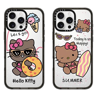 DODOCASE黑皮冲浪板kitty猫苹果17Pro适用iPhone16ProMax手机壳15Pro网红闺蜜同款 14磁吸13防摔保护套plus