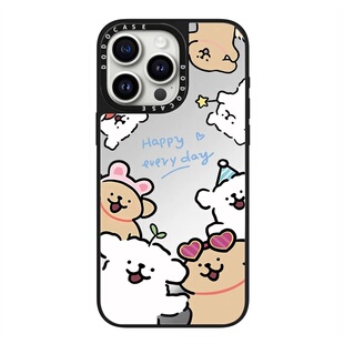 DODOCASE圈圈环绕线条小狗17Pro适用iPhone16ProMax苹果15Pro可爱补妆镜情侣闺蜜磁吸14定制手机壳13防摔12硬