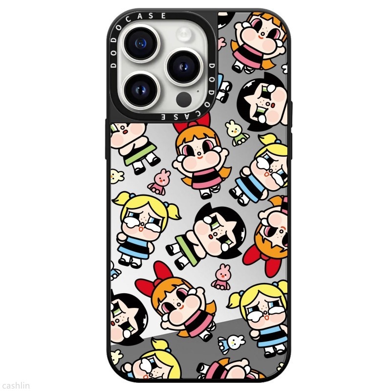 DODOCASE镜面可爱泡泡飞天小女警贴纸16Pro适用iPhone15ProMax苹果14Pro网红明星镜面磁吸手机壳13防摔保护12