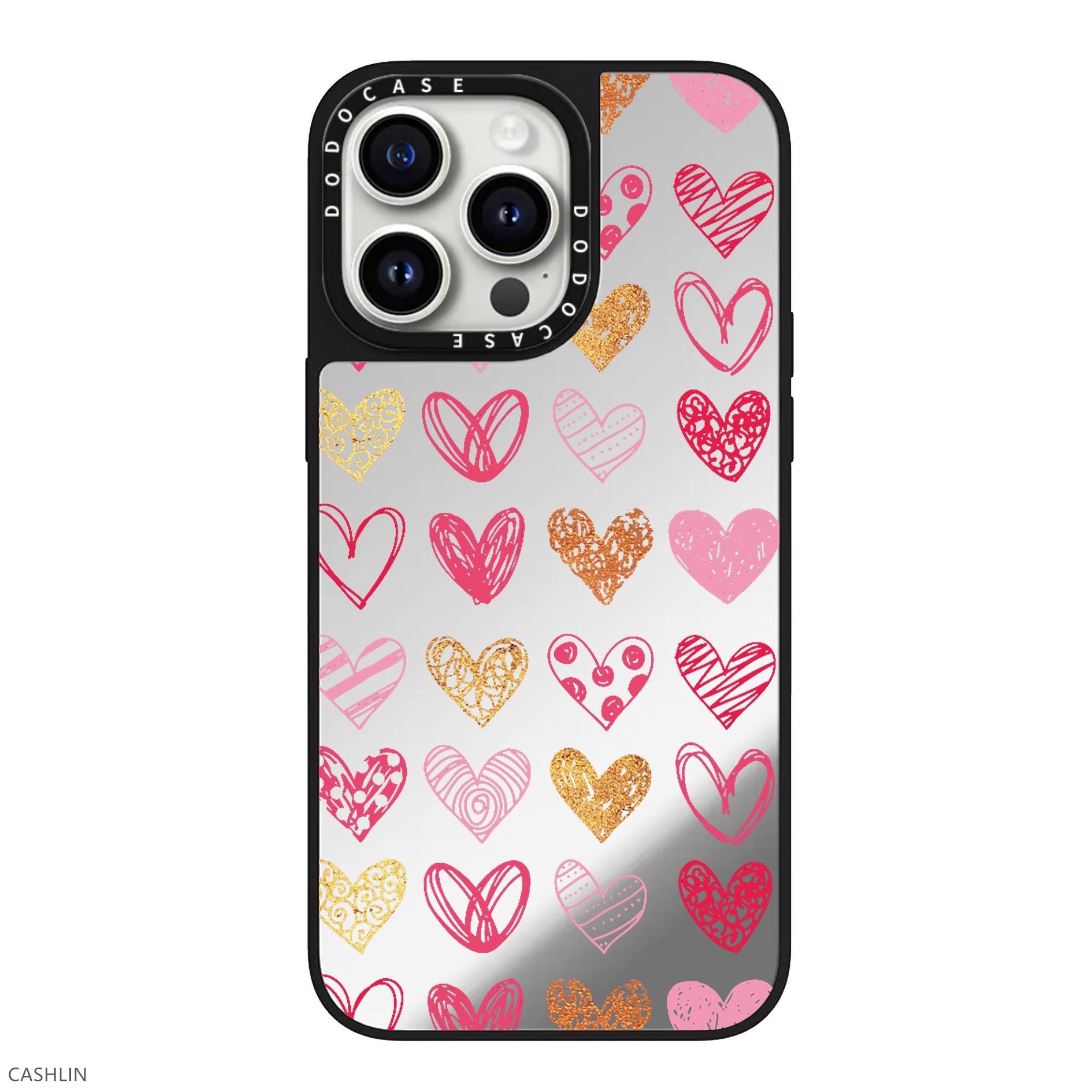 DODOCASE镜面粉红涂鸦爱心手机壳