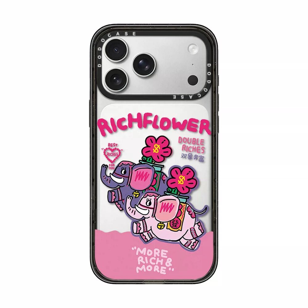 DODOCASE粉紫撞色双象奔富苹果适用于iPhone18/17/Promax创意可爱个性甜酷小众艺术防摔潮流女同款手机壳磁吸