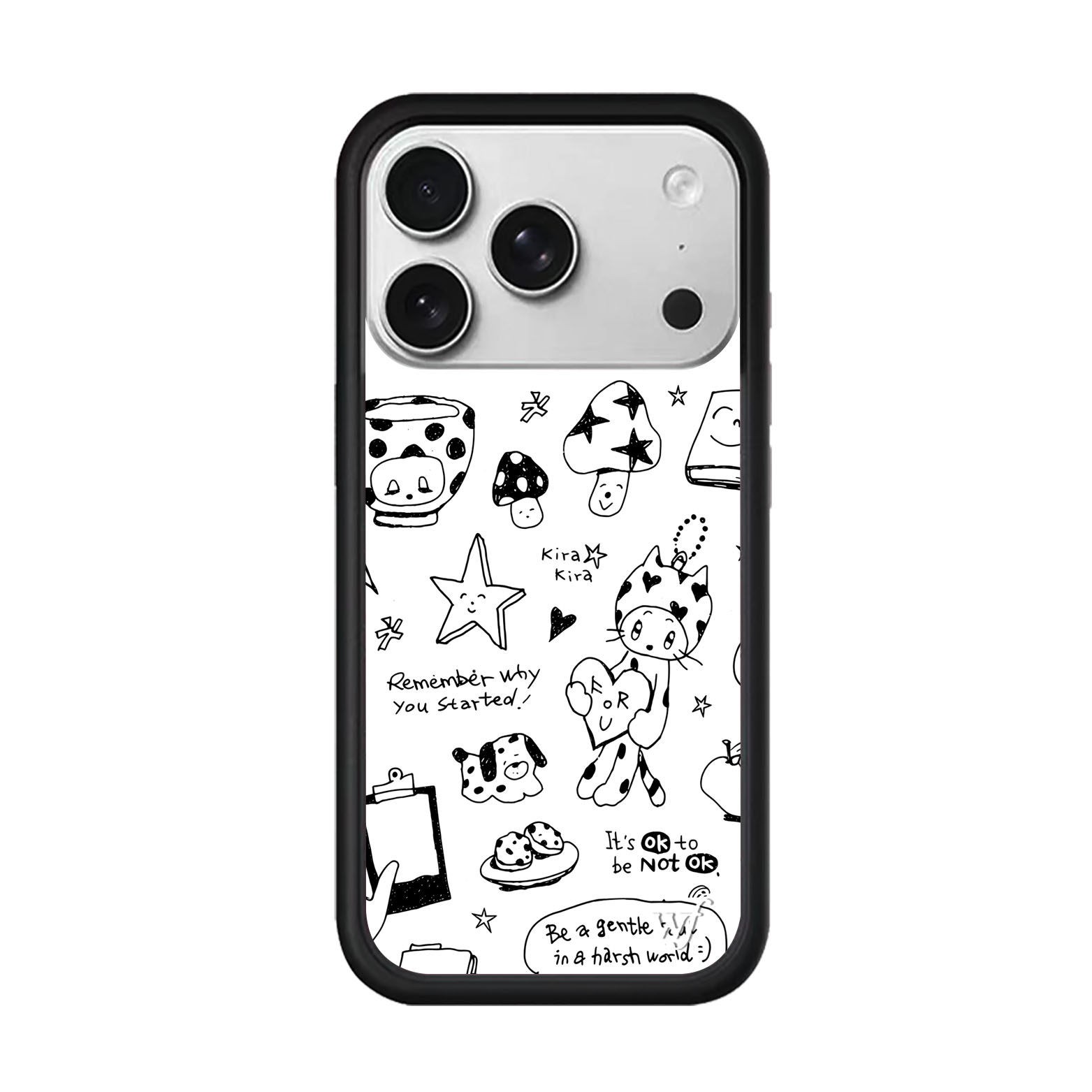 WF 新款线条涂鸦猫咪手机壳适用苹果iPhone18/17/16/15/Pro/Max硬壳全包保护套防摔时尚wf闪钻ins风创意欧美