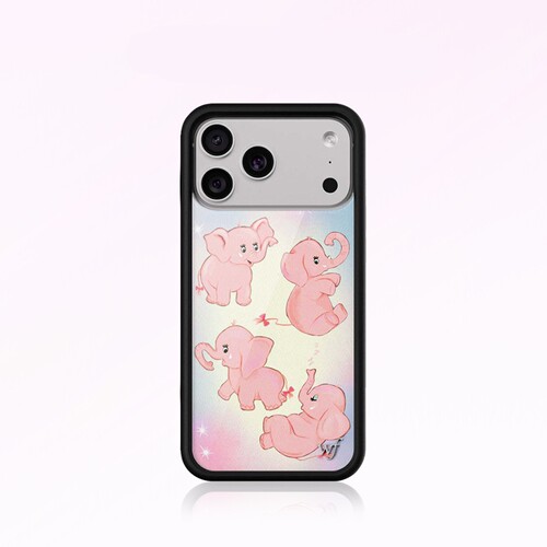 WF手机壳粉色小象手机壳Pink Elephants适用苹果iPhone17/16/15/14/Pro/Max硬壳全包保护套防摔wf可爱少女