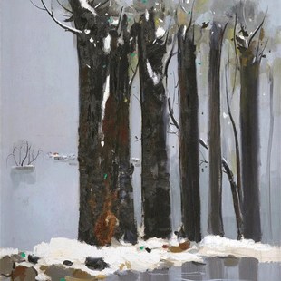 新中式家居装饰画北京z雪吴冠中油画玄关挂画客厅