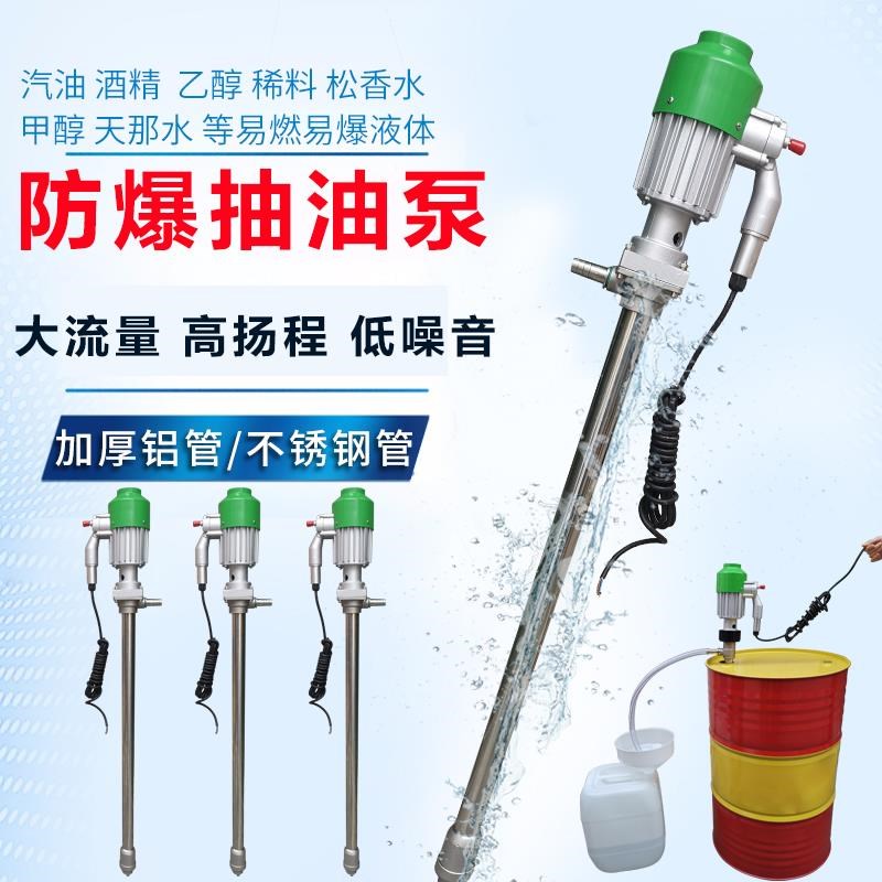 新款220V电动抽油泵稀释剂甲醇汽油酒精天那R水不锈钢油桶泵包邮