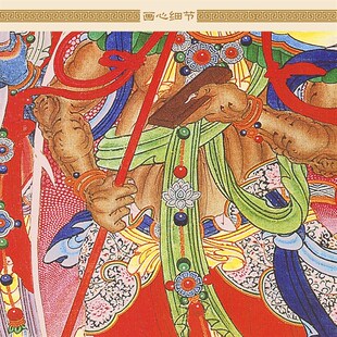 明清古画版 e雷部天将邓天君雷神图神像画卷轴挂画 绢布材质水陆