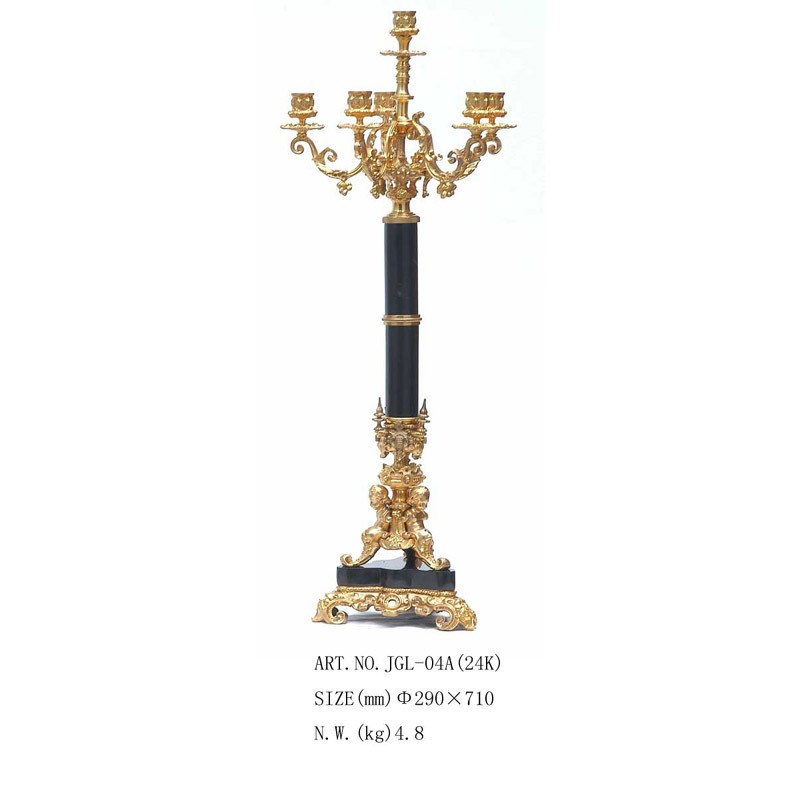 精美铜铸蜡烛台 镀金24K  别墅会E所样板间欧式婚庆道具 摆设装饰