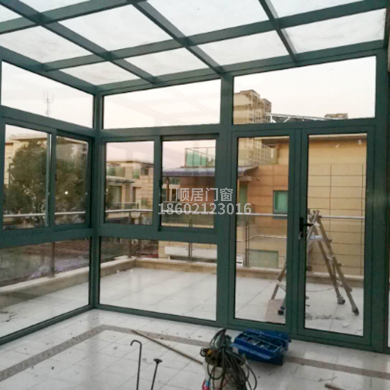 铝合金阳光房别墅花园户外夹胶玻璃F楼顶钢结构可变阳台门窗凤铝