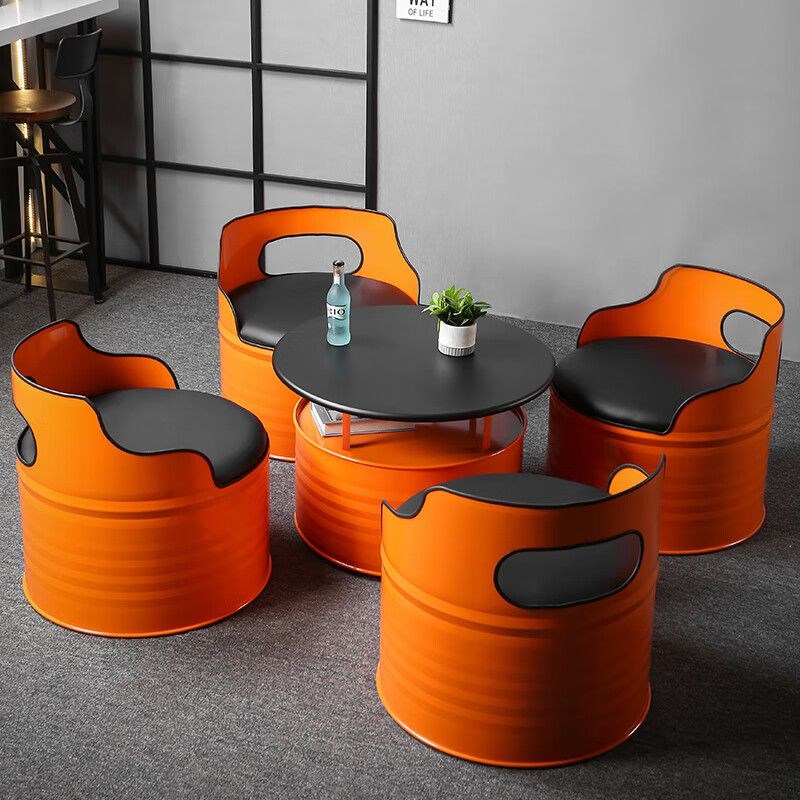 工业风创意油g桶沙发酒吧桌椅烧烤奶茶店洽谈区铁艺卡座茶几定制