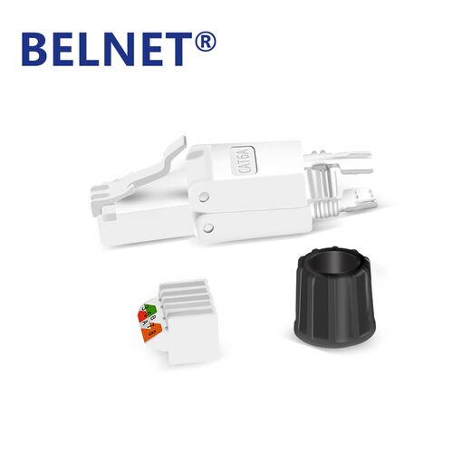 BELNET 家用CAT6A免压水晶头超六类8P镀金RJ45千兆免工具网线接头