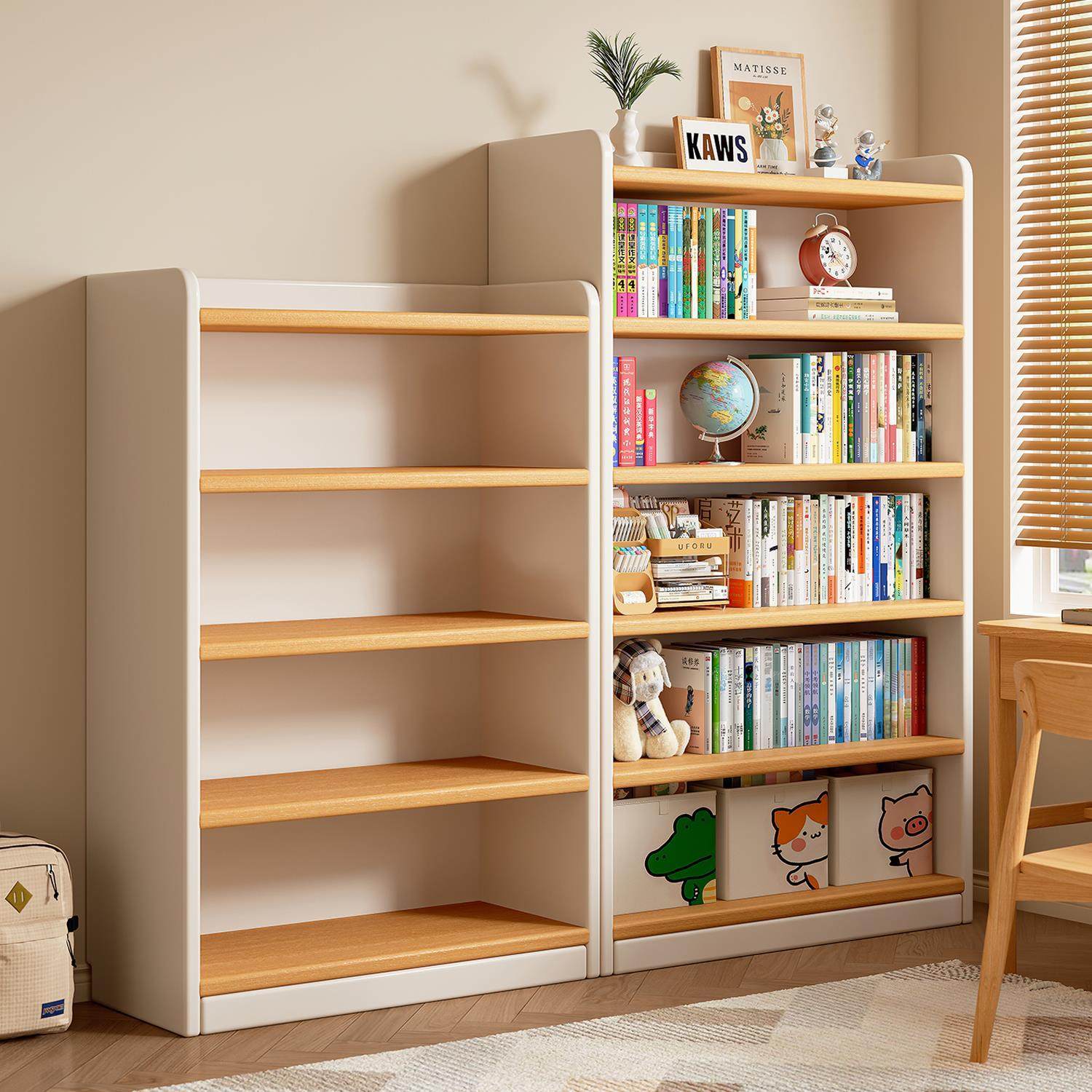 实木书架置物架落地家用一体靠墙收纳柜子储物柜儿童学生多层书柜,住宅家具,儿童储物架/收纳架,淘宝优惠券,粉丝福利购,淘宝优惠卷