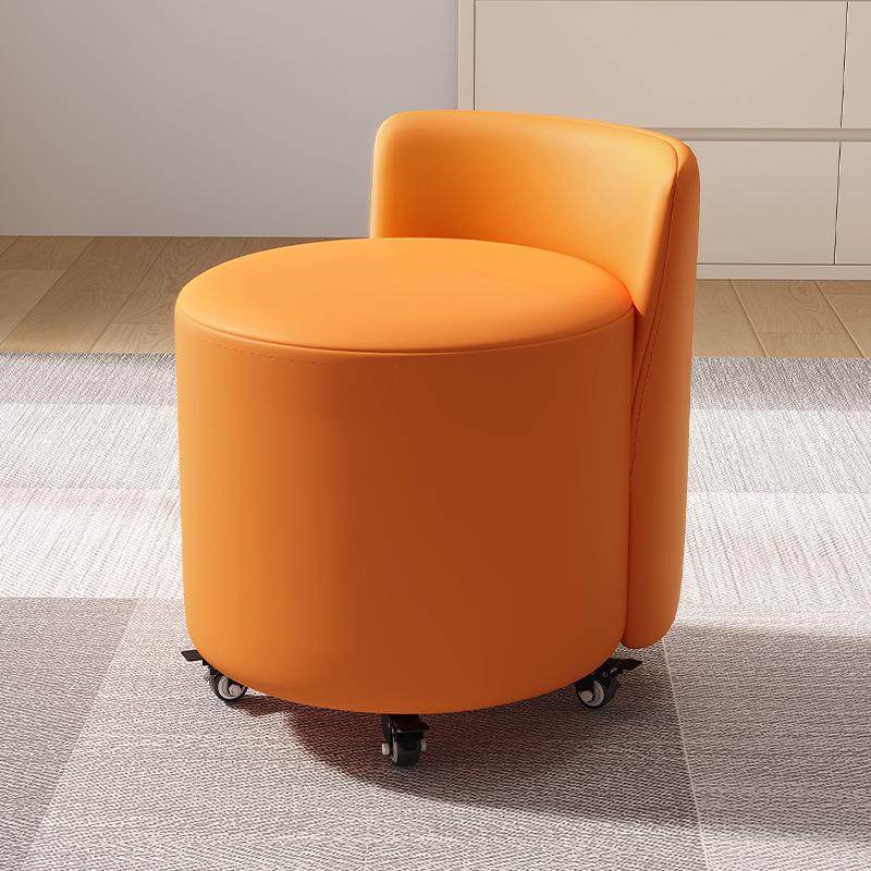 皮质软包滑轮凳橙色万向轮靠背小椅子家用轻奢沙发矮凳换鞋小凳子,住宅家具,梳妆凳,淘宝优惠券,粉丝福利购,淘宝优惠卷
