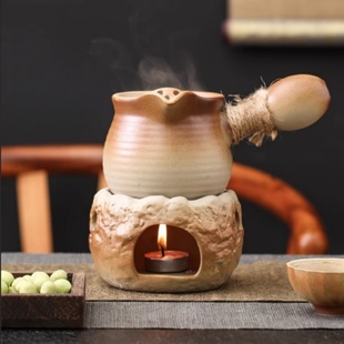 粗陶温茶炉小火炉蜡烛煮茶底座保温罐罐壶提香器烘茶炉围炉仿石头