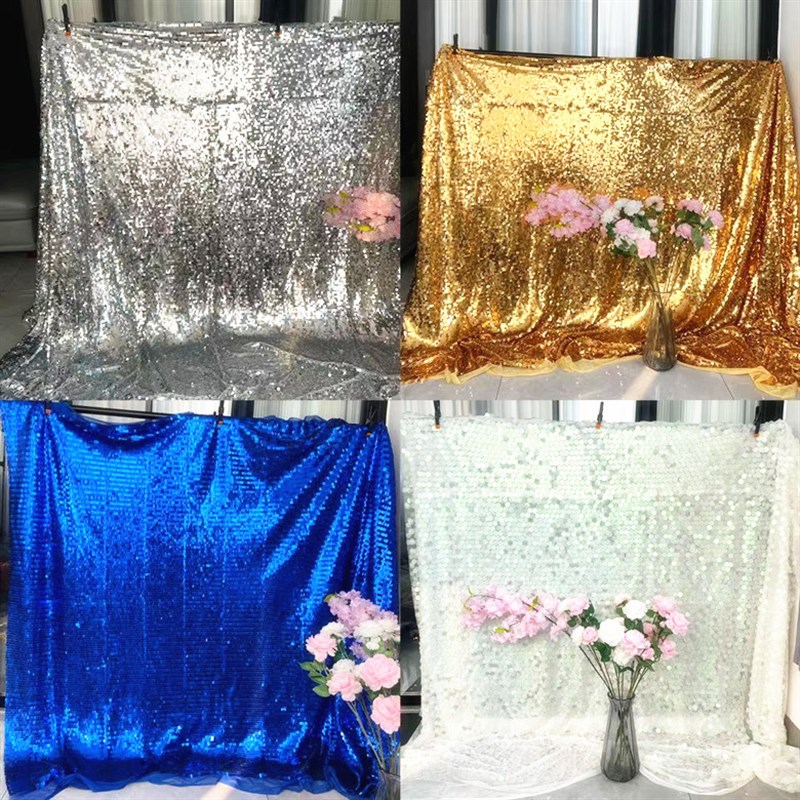 金银幻彩雪纱色加密发光闪亮大鱼鳞片亮片布拍摄生日背景布窗帘