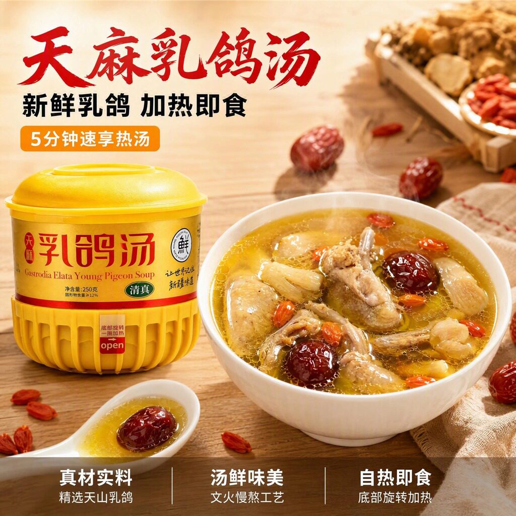 味出疆滋补天麻乳鸽汤加热即食