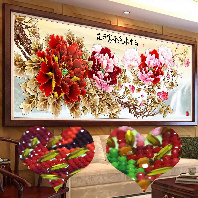 5d钻石画2024年新款花开富贵满钻牡丹花点砖石十字绣客厅贴钻2023