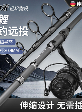 德国伸缩欧鲤钓套装海杆岸抛超轻超硬远投竿海竿大导环滑carp大物