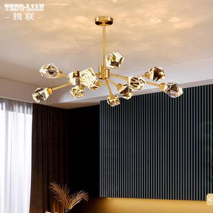 轻奢客厅吊灯全铜创意魔豆水晶餐厅卧室书房灯简约别墅家用灯 美式
