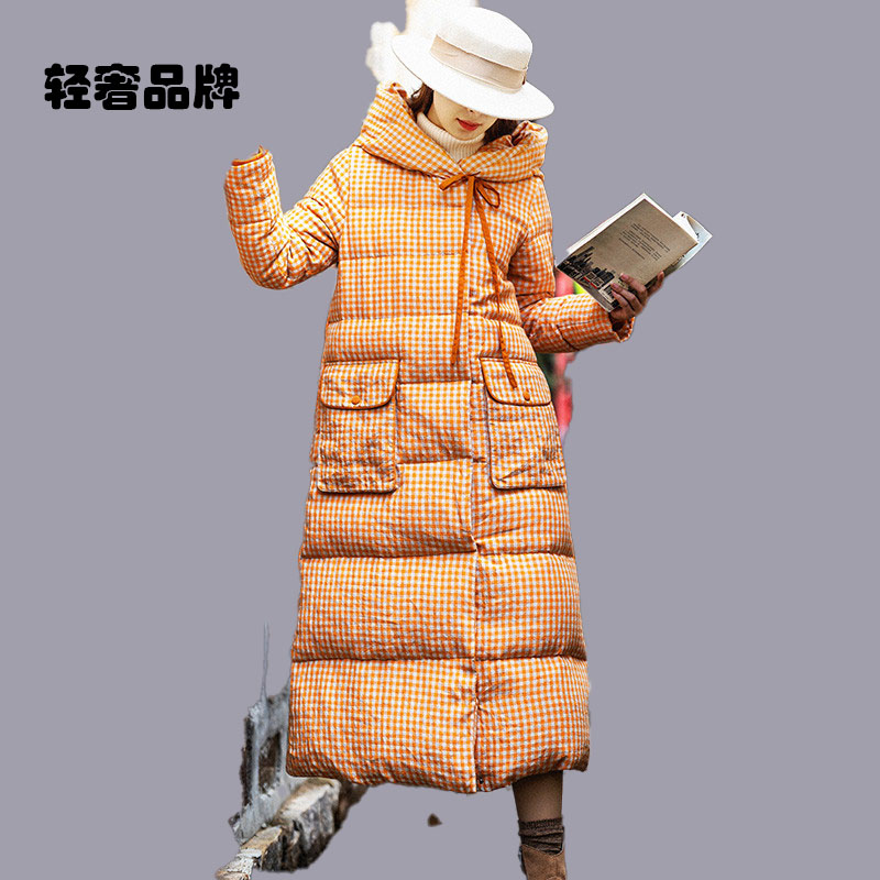 朗姿约定亚麻羽绒服女冬中长款2026年新款加厚棉服外套冬季