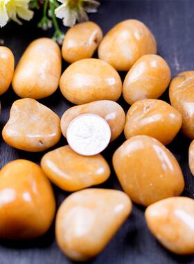 黄色高抛光雨花石厂家园林景观鹅卵石水洗原石造景盆栽铺路小石头