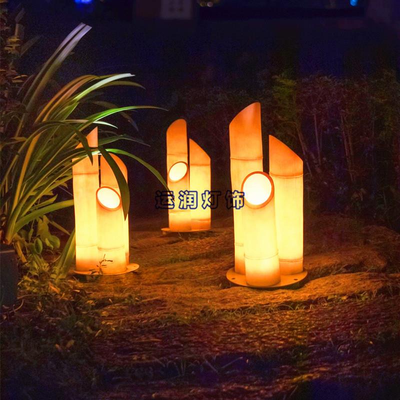 LED竹子灯户外草坪灯花园公园庭院玻璃钢景观灯仿真发光竹灯