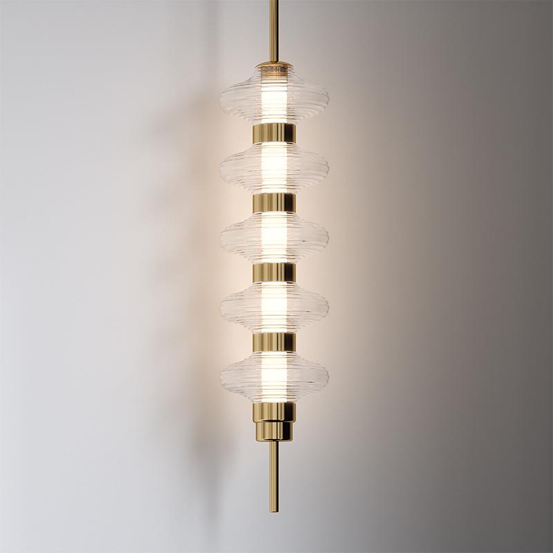 卧室床头客厅餐厅书房玻璃设计师装饰奶油风伸缩杆葫芦吊灯