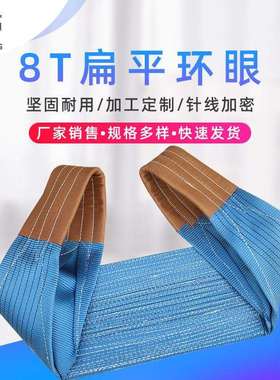 8T双扣扁平吊装带20cm宽 蓝色 吊装起重 工业吊带 吊车行车吊装绳