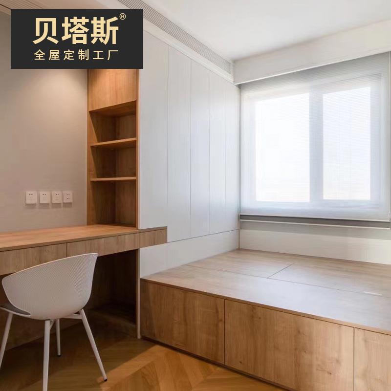 全屋定 制衣柜家用卧室榻榻米儿童房间床柜一体书房整体定 做工厂