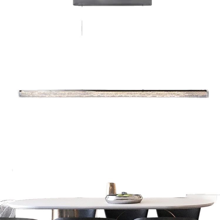 一字长条餐厅吊灯简约现代极简吧台餐桌饭厅可升降智能树脂餐厅灯