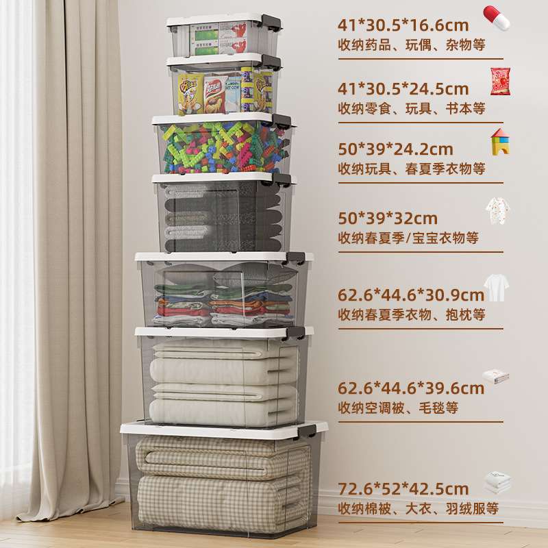 塑料储物箱被子收纳盒玩具整理箱手提透明书本衣服衣物整理收纳箱