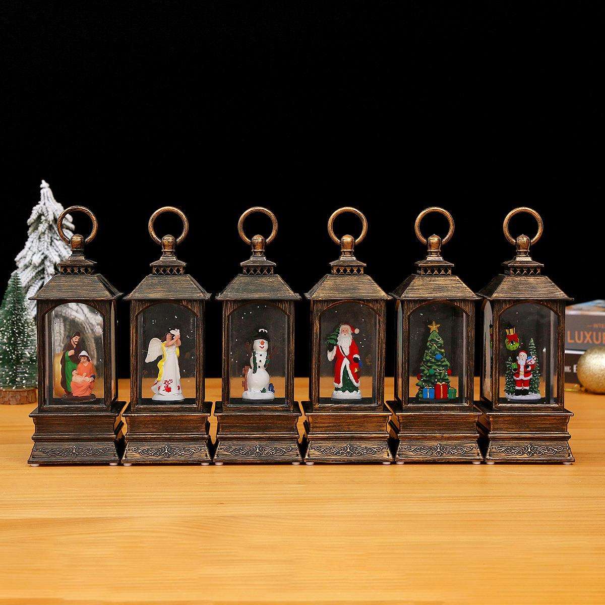 新款喷雪音乐发光油灯摆件 马灯 酒店商场橱窗摆件 圣诞节装饰品