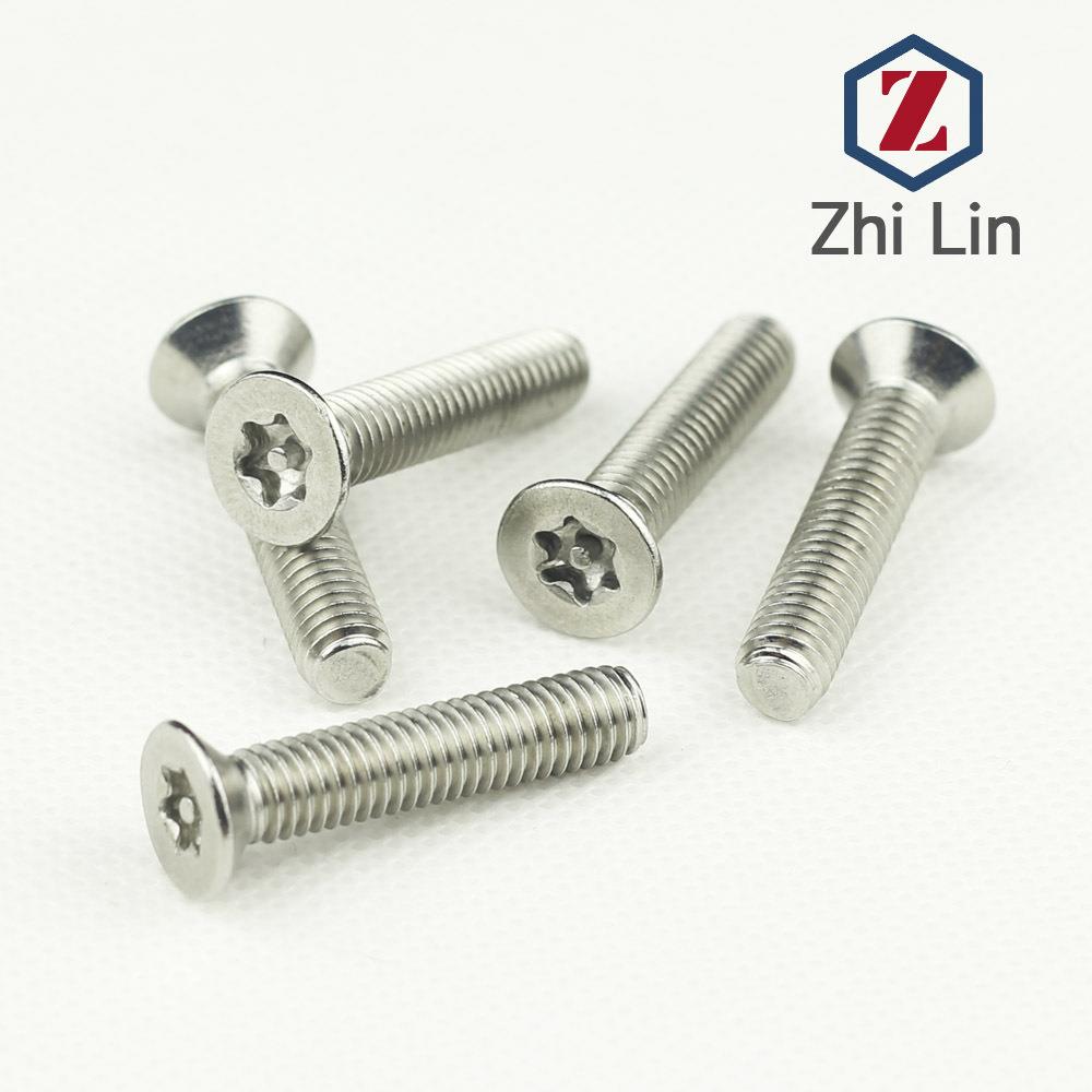 M4不锈钢304沉头内梅花带柱螺丝 花形槽防盗机钉 防拆螺钉GB2673