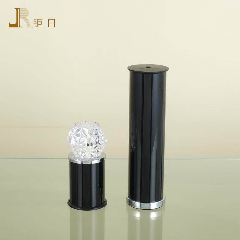 双层时尚玻璃茶几脚 圆形简约铝管花纹餐台脚 桌腿家具配件