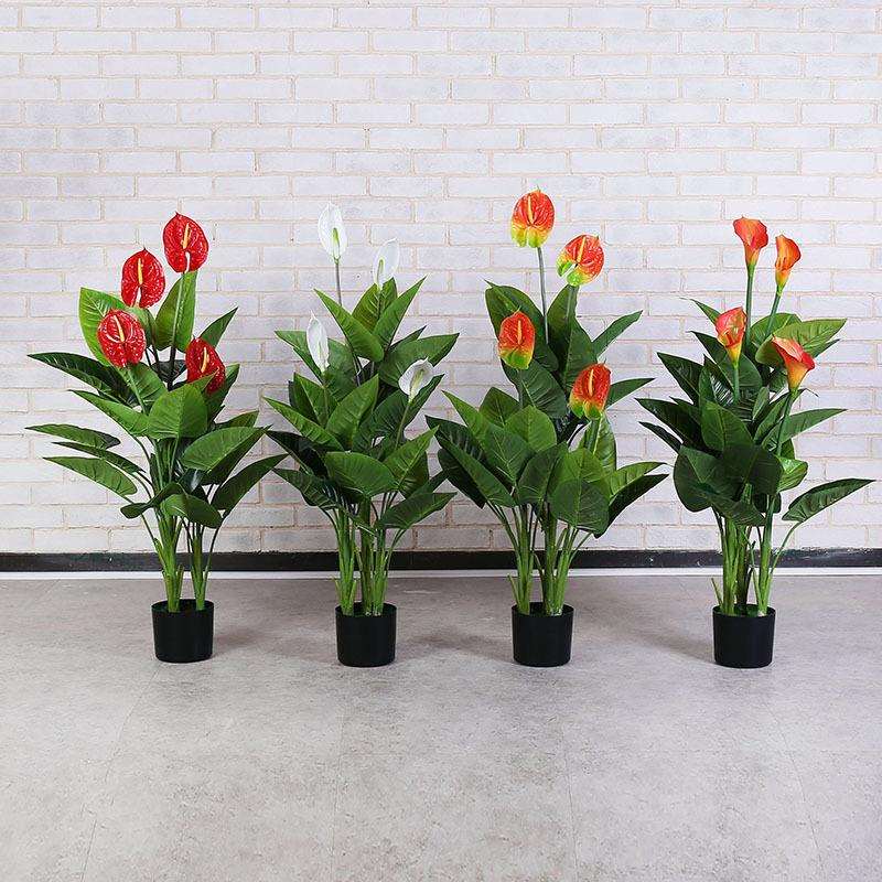 优质仿真红掌马蹄莲绿植盆栽室内客厅落地装饰仿真花卉假花树盆景