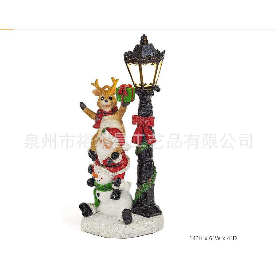 树脂LED带灯圣诞节麋鹿路灯雪人系列小雕像摆件Resin Christmas D