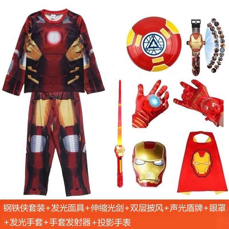 儿童钢铁侠衣服男童圣诞节服装秋cos美国队长蜘蛛侠ironman演出服